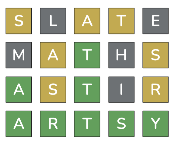 Wordle game completed